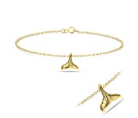 Gold Plated Little Whale Tail Silver Anklet ANK-553-GP